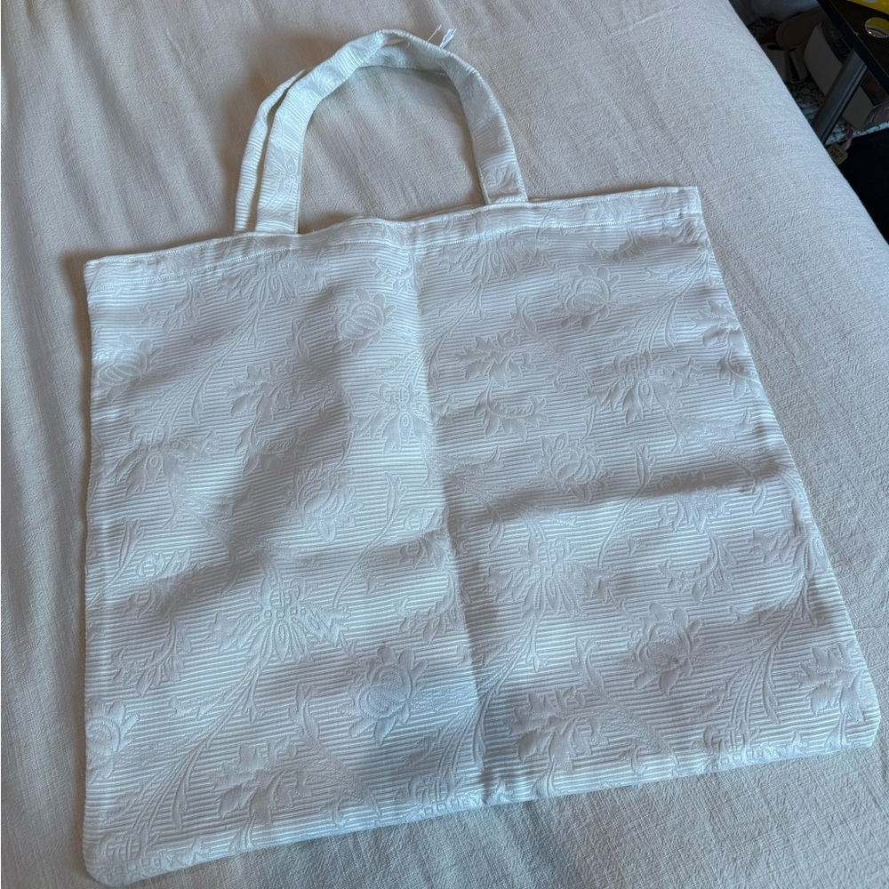 White Embossed Floral Tote Bag - Women Bags
